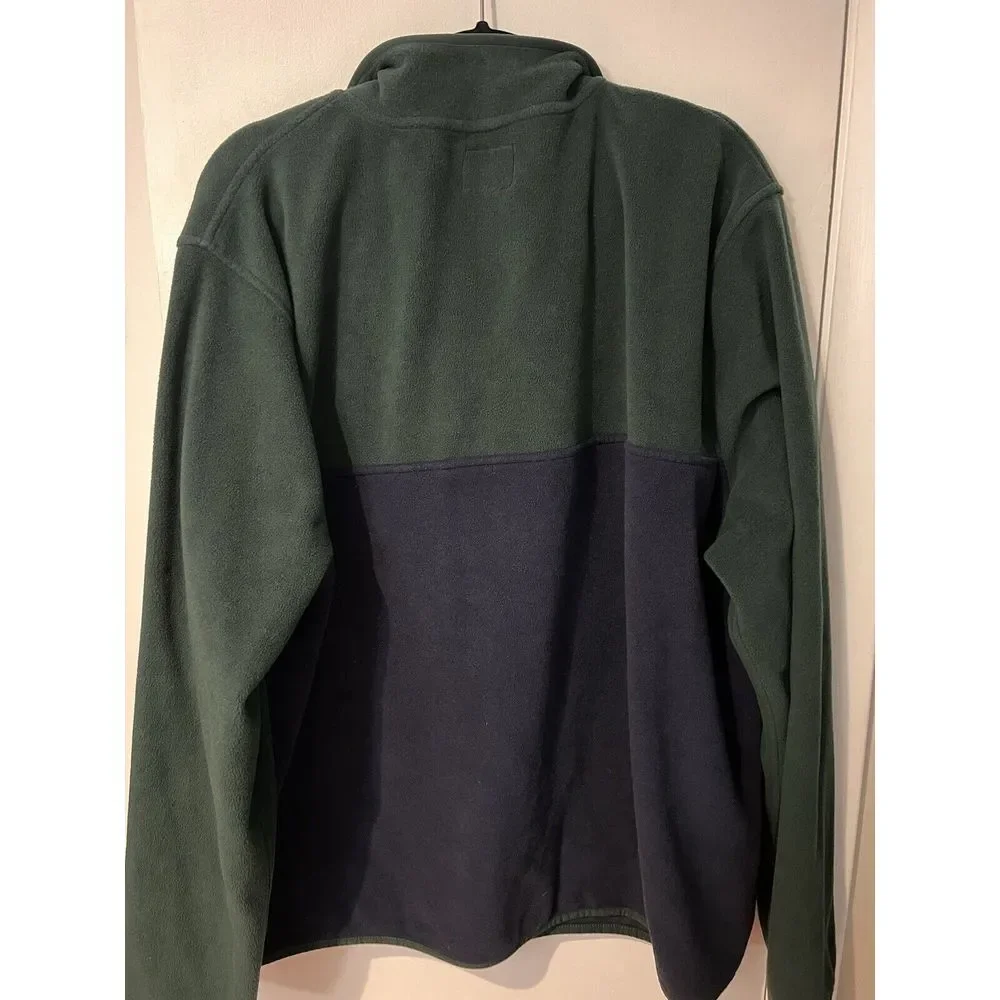 J. Crew 1/4 Zip Up Fleece Sweatshirt Mens XXL Blue Green Side Pocket Long Sleeve